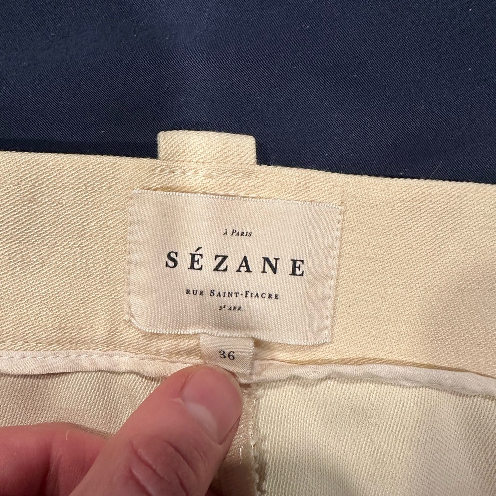 Sezane Cream Pleated Trousers - Picture 3 of 5
